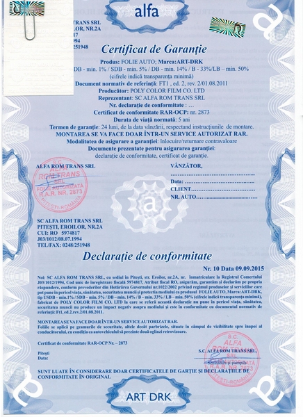 intersection sum Cane Folie geamuri auto omologata profesionala DRK 5% transparenta Cel mai  complex magazin de produse auto - AutoLux