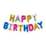 Balon model litere „Happy Birthday” - diferite culori