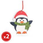 Set ornamente de pom - model pinguin - lemn - 8 x 6 cm, 2 buc./ pachet