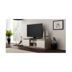 Comoda TV pentru living, model RTV120, culoare mix stejar/alb