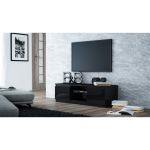 Comoda TV pentru living, model RTV120, culoare negru lucios