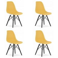 Set 4 scaune stil scandinav, Artool, Osaka, PP, lemn, mustar si negru, 46x54x81 cm MART-3598_1S