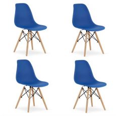 Set 4 scaune stil scandinav, Artool, Osaka, PP, lemn, albastru si natur, 46x54x81 cm MART-3603_1S