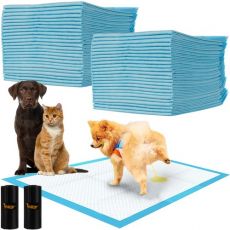 Covorase absorbante pentru catei, pisici sau alte animale, 50 buc, 60x90 cm, alb/albastru