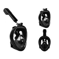Set Masca Full Face pentru Snorkeling, Anti-aburire, Suport Camera, 23x19 cm, Marimea L/XL, Negru