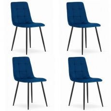 Set 4 scaune stil scandinav, Artool, Kara, catifea, metal, bleumarin si negru, 44.5x50.5x87 cm MART-3689_1S