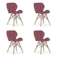 Set 4 scaune stil scandinav, Artool, Lago, catifea, lemn, roz inchis, 47x52x74 cm MART-3799_1S