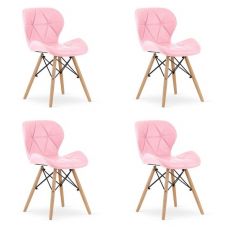 Set 4 scaune stil scandinav, Artool, Lago, piele ecologica, lemn, roz, 47x52x73 cm MART-3798_1S