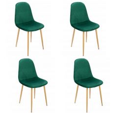 Set 4 scaune bucatarie/living, Jumi, Vigo, catifea, metal, verde si natur, 44x52x85 cm MART-SD-276123S