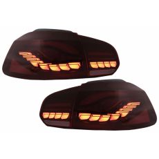 Stopuri Full LED compatibile cu VW Golf 6 VI (2008-2013) R20 Design Rosu Fumuriu cu Semnal Dinamic KTX3-TLVWG6LED