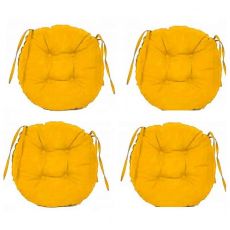 Set Perne decorative rotunde, pentru scaun de bucatarie sau terasa, diametrul 35cm, culoare galben, 4 buc/set