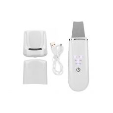 Dispozitiv cu ultrasunete skin scrubber pentru curatare faciala, EMS, cu 4 functii, incarcare wireless, alb
