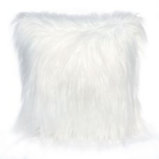 Perna decorativa pufoasa din blanita artificiala, 40x40 cm, culoare alb