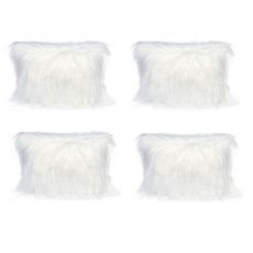 Set 4 perne decorative pufoase din blanita artificiala, 30x50 cm, culoare alb