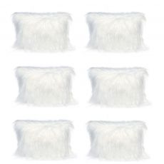 Set 6 perne decorative pufoase, din blanita artificiala, 30x50 cm, culoare alb