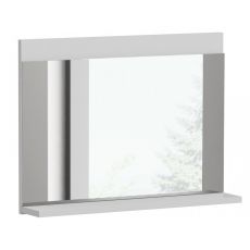 Oglinda pentru baie cu raft inferior, model Lumo L1, culoare alb mat