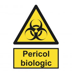 Sticker Avertizare "Pericol biologic", 15x20cm, galben