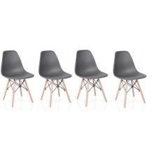 Set scaun stil scandinav, 4 bucati, lemn si PP, gri, max 125 kg, 46x50x82 cm MART-169418-AK