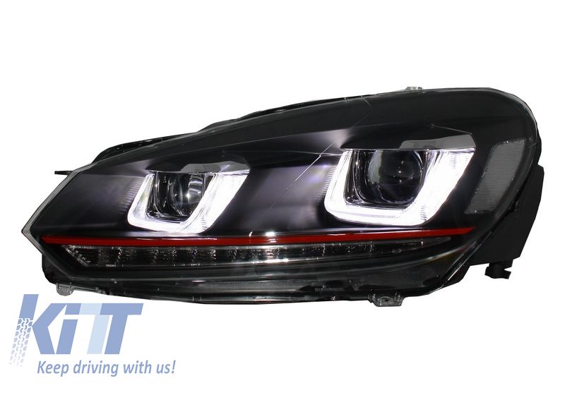 Elder Thorough efficiently Faruri LED VW Golf 6 VI (2008-2012) Golf 7 U Design With Red Strip GTI  Semnal LED Dinamic KTX2-HLVWG6UR Cel mai complex magazin de produse auto -  AutoLux